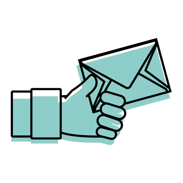 Renk adam el ile e-posta mesaj — Stok Vektör