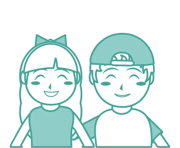 Chica y niño diseño de dibujos animados — Vector de stock