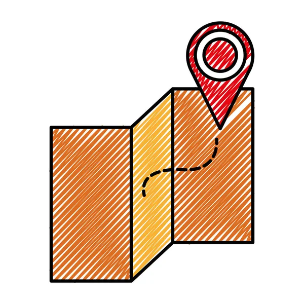 落書き場所シンボルと地球地図旅行 — ストックベクタ