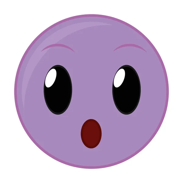 Fioletowy szok twarz gest emoji wyrażenie — Wektor stockowy