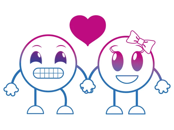 Leromlott line pár up és boldog arc emoji — Stock Vector