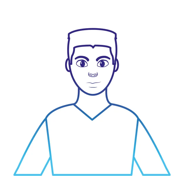 Υποβαθμισμένων γραμμή avatar άνθρωπος με σχεδιασμό χτένισμα και πουκάμισο — Διανυσματικό Αρχείο