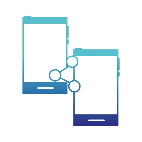 Tecnología de teléfonos inteligentes de línea azul con conexión social compartida — Vector de stock