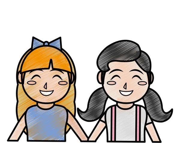 Desenho de desenhos animados meninas — Vetor de Stock