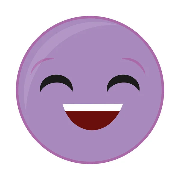 Purple laugh face gesture emoji expression — Stock Vector