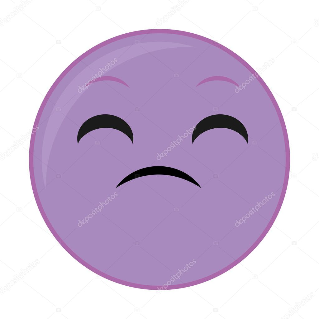 purple disappointed face gesture symbol expression vector illustration
