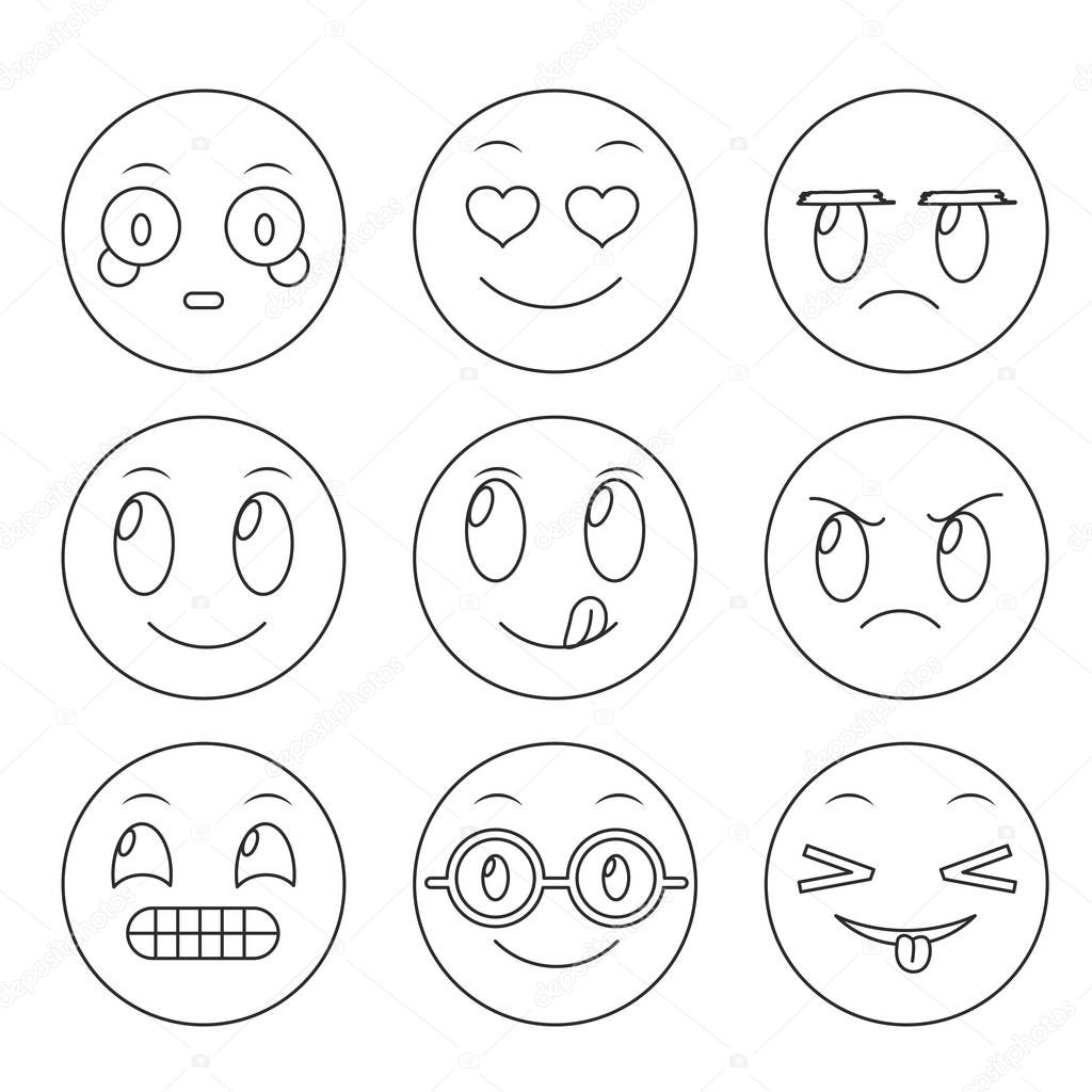 Emoticon of emoji social media and cartoon theme Vector illustration