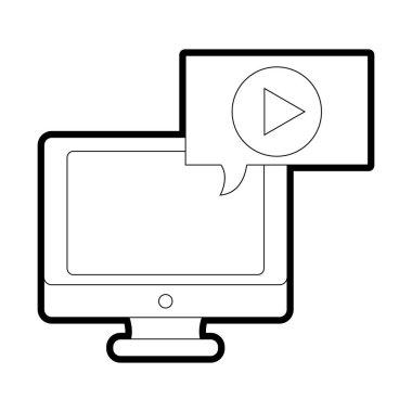 Line ekran bilgisayar ve video sohbet kabarcık ile