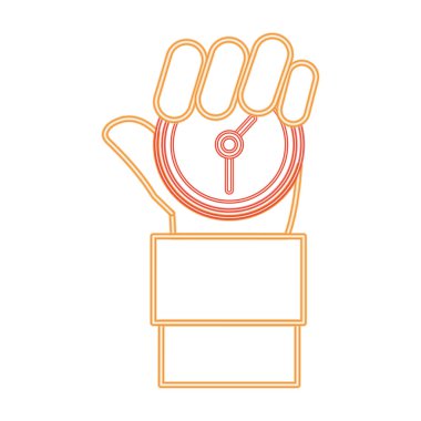 Neon çizgi adam eliyle Chronometre zaman nesne