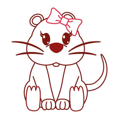 renkli dişi fare sevimli hayvan şerit yay ile