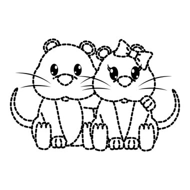 noktalı şekil fare çift sevimli hayvan birlikte