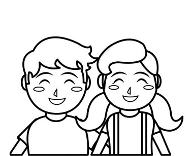 Kız ve erkek karikatür tasarım