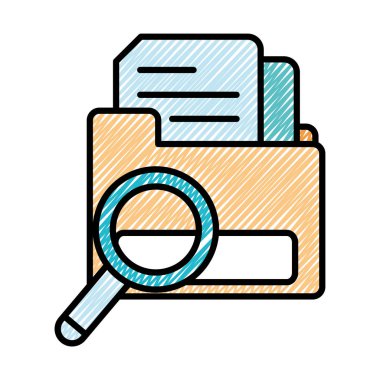 Büyüteç ile klasör dosyası içinde rendelenmiş belge