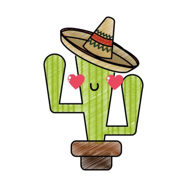 Kaktüs bitki çöl ve doğa Tema izole tasarım vektör çizim