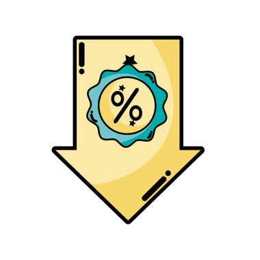 etiket yüzde ile yön aşağı ok