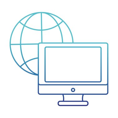 Genel bağlantı ile mavi çizgi ekran bilgisayar teknolojisi