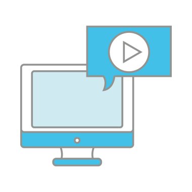 line renkli ekran bilgisayar ve video sohbet kabarcık ile