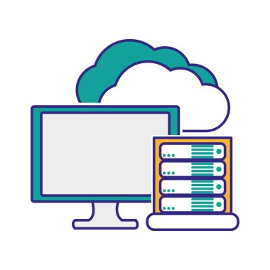 Bilgisayar aygıtı becerikli alet ve teknoloji Tema izole tasarım vektör çizim