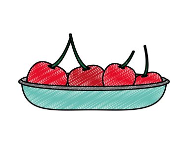 Kiraz meyve sağlıklı ve organik gıda Tema izole tasarım vektör çizim