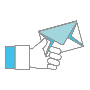 çizgi rengi adam el ile e-posta mesaj