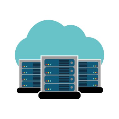 Veri Merkezi barındırma web ve Tema izole tasarım vektör çizim temel