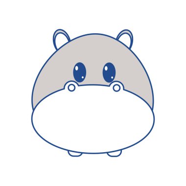 sevimli hayvan karakter satırı renk su aygırı baş