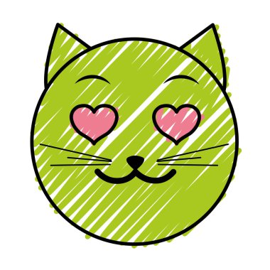 aşık kedi yüz emoji ifade doodle