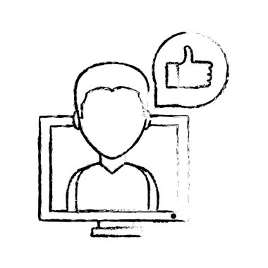 Bilgisayar ve aygıt becerikli alet ve teknoloji Tema izole tasarım vektör çizim sosyal medya simge