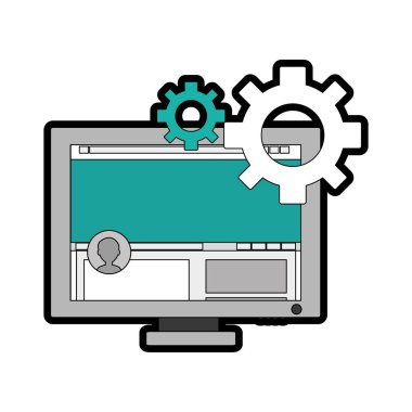 Bilgisayar aygıtı becerikli alet ve teknoloji Tema izole tasarım vektör çizim