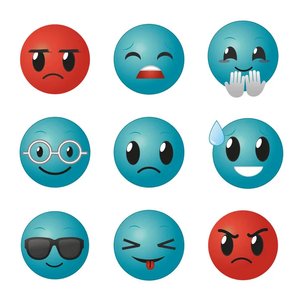 Diseño de emoticones en redes sociales — Vector de stock