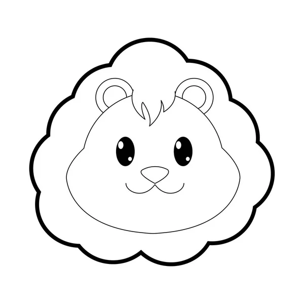 Contour tête de lion personnage animal mignon — Image vectorielle