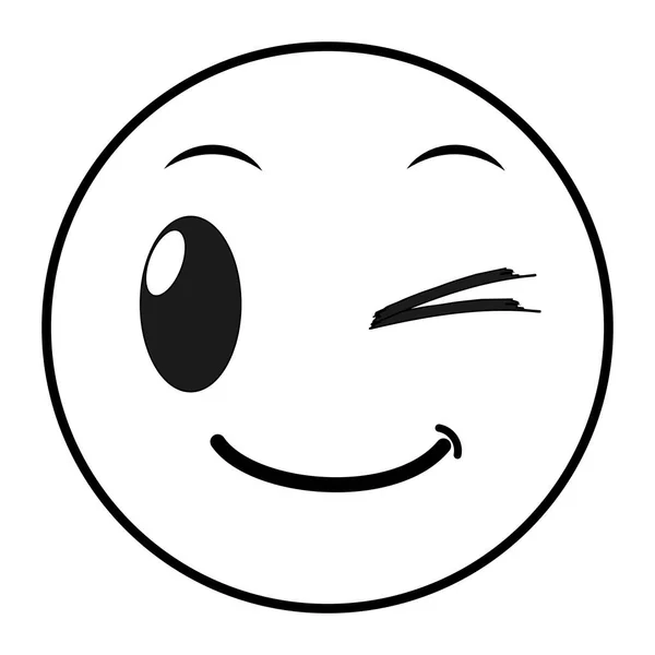 Γραμμή καλό πρόσωπο χειρονομία emoji έκφραση — Διανυσματικό Αρχείο