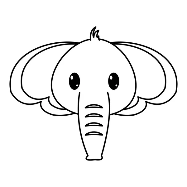 Line elephant head cute animal character — Stock Vector