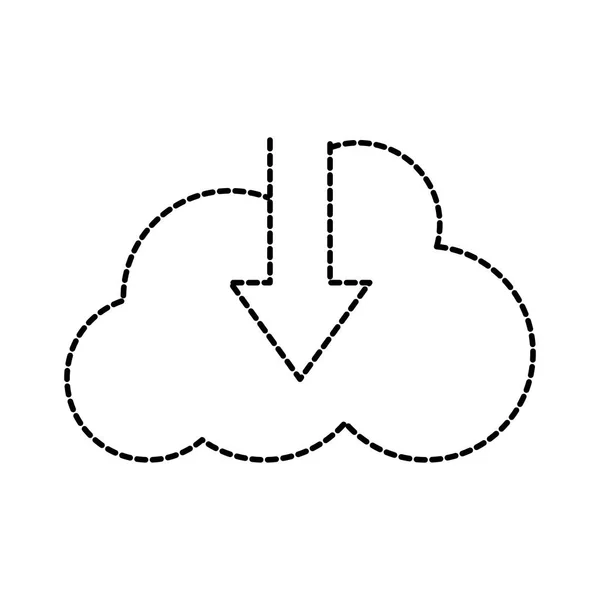 Forme pointillée cloud données connexion téléchargement serveur — Image vectorielle