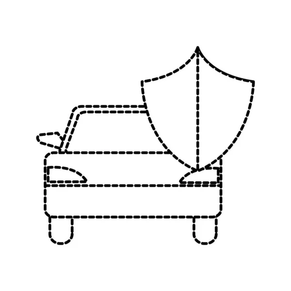 シールド セキュリティ設計と点線図形車の輸送 — ストックベクタ