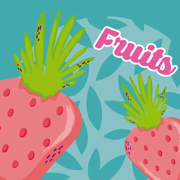 Клубника Свежие и вкусные фрукты — стоковый вектор