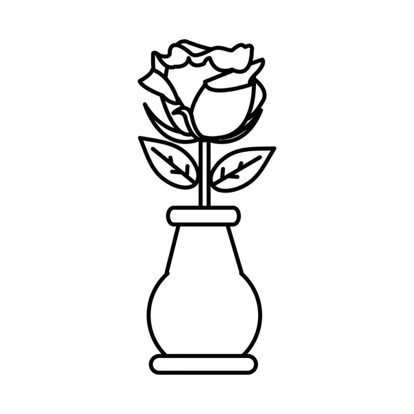 Linie Rosenblätter mit Blättern im Kristallglas — Stockvektor