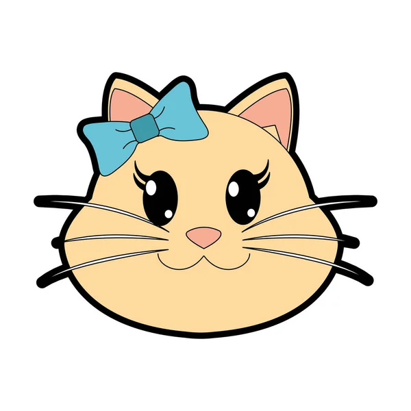 Cabeza de gato hembra a todo color lindo animal — Vector de stock