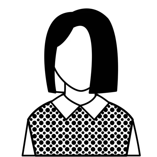 Enchimento mulher avatar textura com blusa elegante e sem rosto — Vetor de Stock