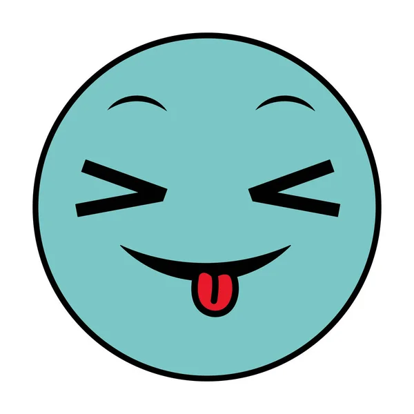 Line color joking face gesture emoji expression — Stock Vector