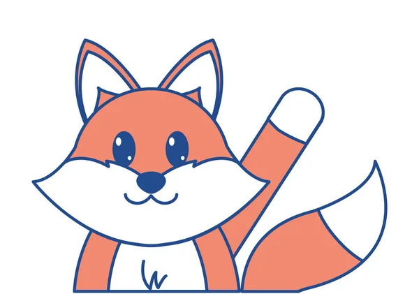 Vonal színe fox aranyos állat kézzel fel — Stock Vector