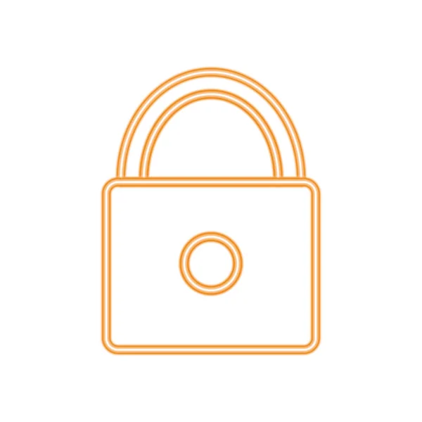 Néon ligne fermer cadenas à la protection et symbole de sécurité — Image vectorielle