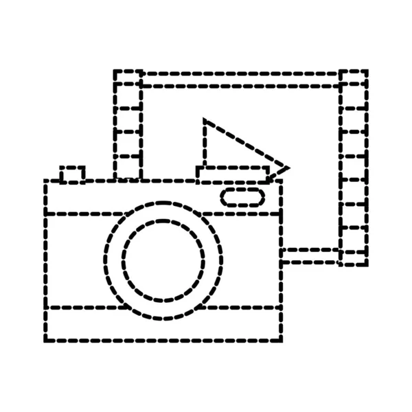 Tecnología de cámara digital de forma punteada con vídeo de reproducción — Vector de stock