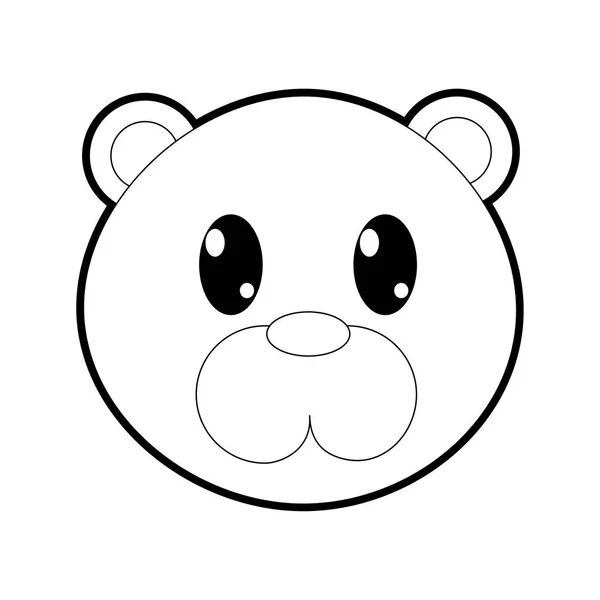 Contorno urso cabeça bonito personagem animal — Vetor de Stock
