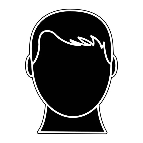 Silhouette avatar man head with default face and hairstyle — Stock Vector