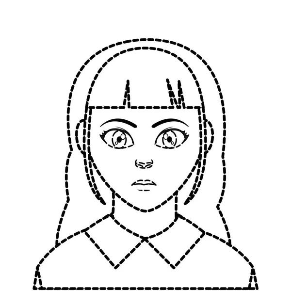 Prickade formen avatar kvinna med elegant blus och frisyr — Stock vektor