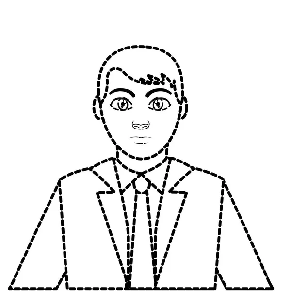 Forma punteggiata avatar uomo elegante con camicia e acconciatura — Vettoriale Stock