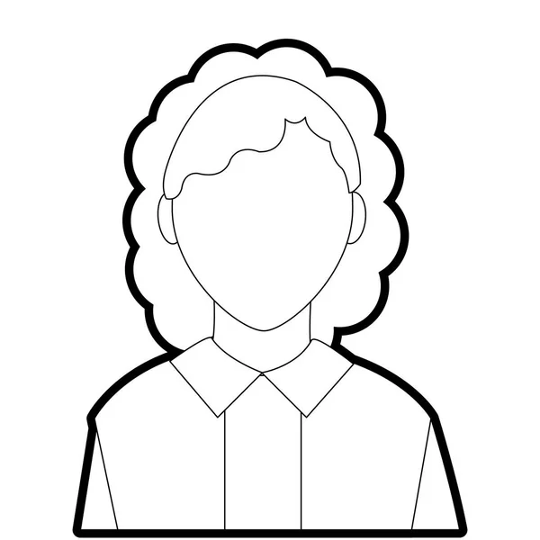 Contour avatar femme avec chemisier et visage par défaut — Image vectorielle