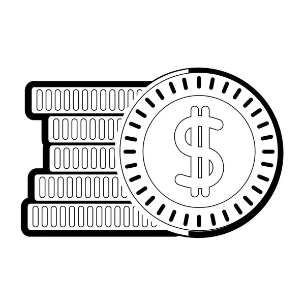 Línea monedas dinero en efectivo con símbolo de peso — Vector de stock