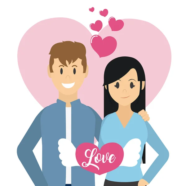 Couple amour dessins animés — Image vectorielle